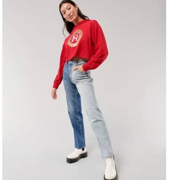 Hollister Ultra High-Rise Two-Toned Stacked Vintage Straight Jeans sz 24 - Picture 15 of 15